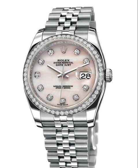 Replica Rolex Watches for Women Watch Rolex Datejust Rolesor 36 mm Oyster Perpetual 116244-63600 White Rolesor - Setted Bezel & Diamonds Indexes